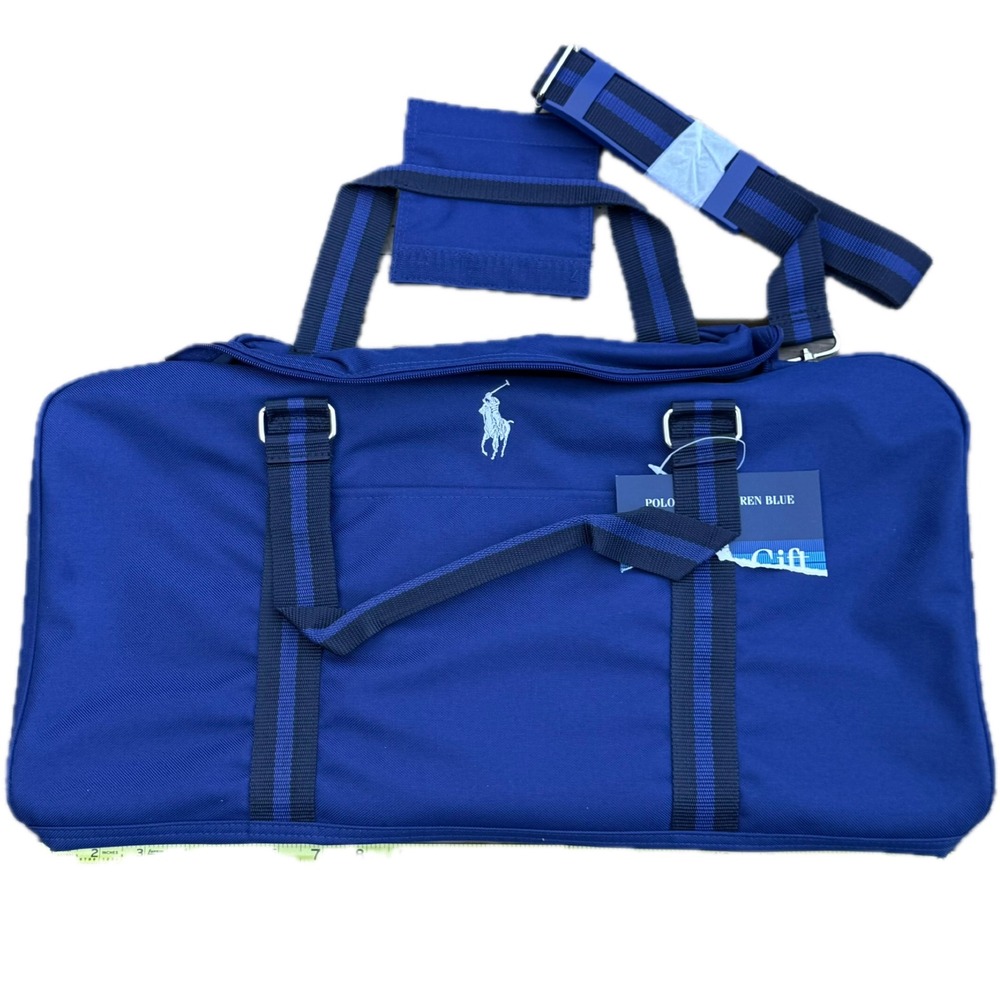 Polo Ralph Lauren Duffel Bag Unisex OS Blue Canvas Weekend Travel Gym Bag